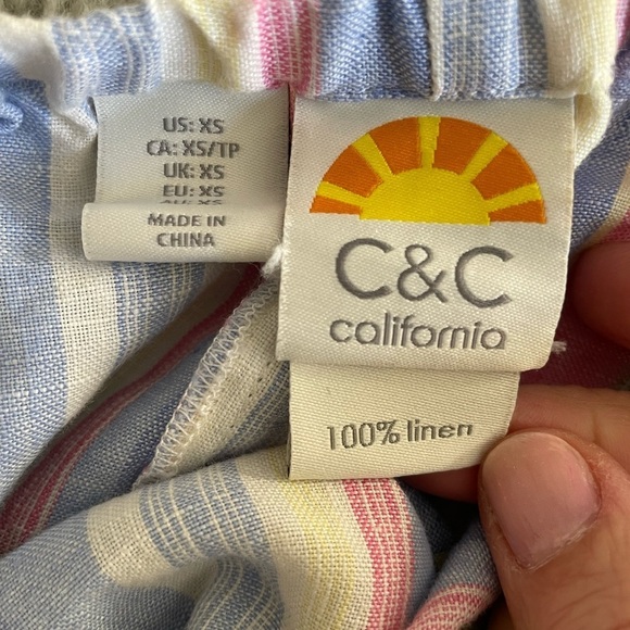C&C California Maxi Linen Multicolor Stripe Dress - Picture 7 of 10